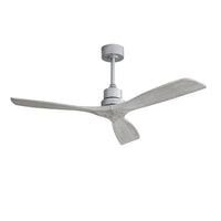 Indoor 52Inch Ceiling Fan With Remote Control Solid Wood Fan Blade Reversible Dc Motor For Bedroom Silver Metal & Wood