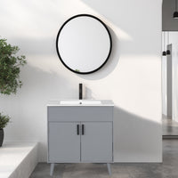 Bathroom Vanity Set, Combo Cabinet, Bathroom Storage Cabinet Gray Solid Wood