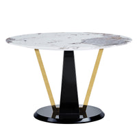 Modern Minimalist Circular Glass Tabletop With A Diameter Of 48 Inches, Paired With Black Mdf Legs. Suitable For Restaurants And Living Rooms. White Mdf Glass