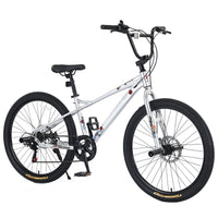 Freestyle Kids Bike Double Disc Brakes 26 Inch Children'S Bicycle For Boys Girls Age 12 Years Cycling Silver Garden & Outdoor Carbon Steel