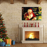 Framed Canvas Wall Art Decor Painting For Year, Santa Happy Year Gift Painting For Year Gift, Decoration For Chrismas Eve Office Living Room, Bedroom Decor Ready To Han Rectangle Framed Multicolor Year'S Oversized 41In Canvas Cultures And Diasporas
