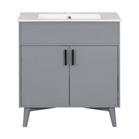 Bathroom Vanity Set, Combo Cabinet, Bathroom Storage Cabinet Gray Solid Wood