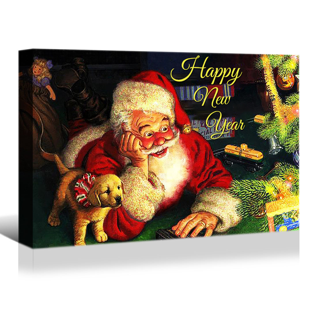 Framed Canvas Wall Art Decor Painting For Year, Santa Happy Year Gift Painting For Year Gift, Decoration For Chrismas Eve Office Living Room, Bedroom Decor Ready To Han Rectangle Framed Multicolor Year'S Oversized 41In Canvas Cultures And Diasporas