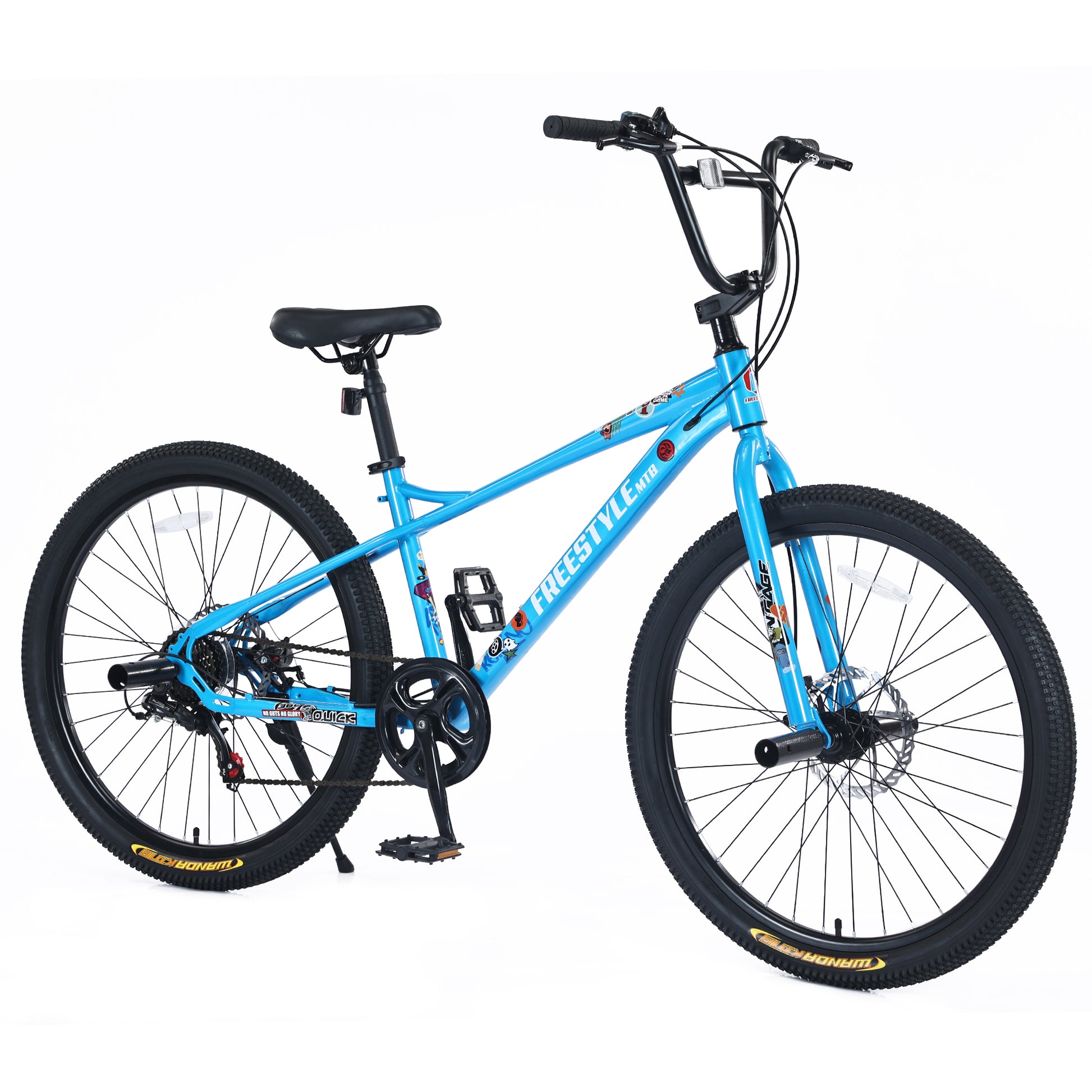 Freestyle Kids Bike Double Disc Brakes 26 Inch Children'S Bicycle For Boys Girls Age 12 Years Cycling Blue Garden & Outdoor Carbon Steel