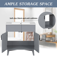 Bathroom Vanity Set, Combo Cabinet, Bathroom Storage Cabinet Gray Solid Wood