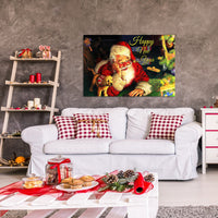 Framed Canvas Wall Art Decor Painting For Year, Santa Happy Year Gift Painting For Year Gift, Decoration For Chrismas Eve Office Living Room, Bedroom Decor Ready To Han Rectangle Framed Multicolor Year'S Oversized 41In Canvas Cultures And Diasporas