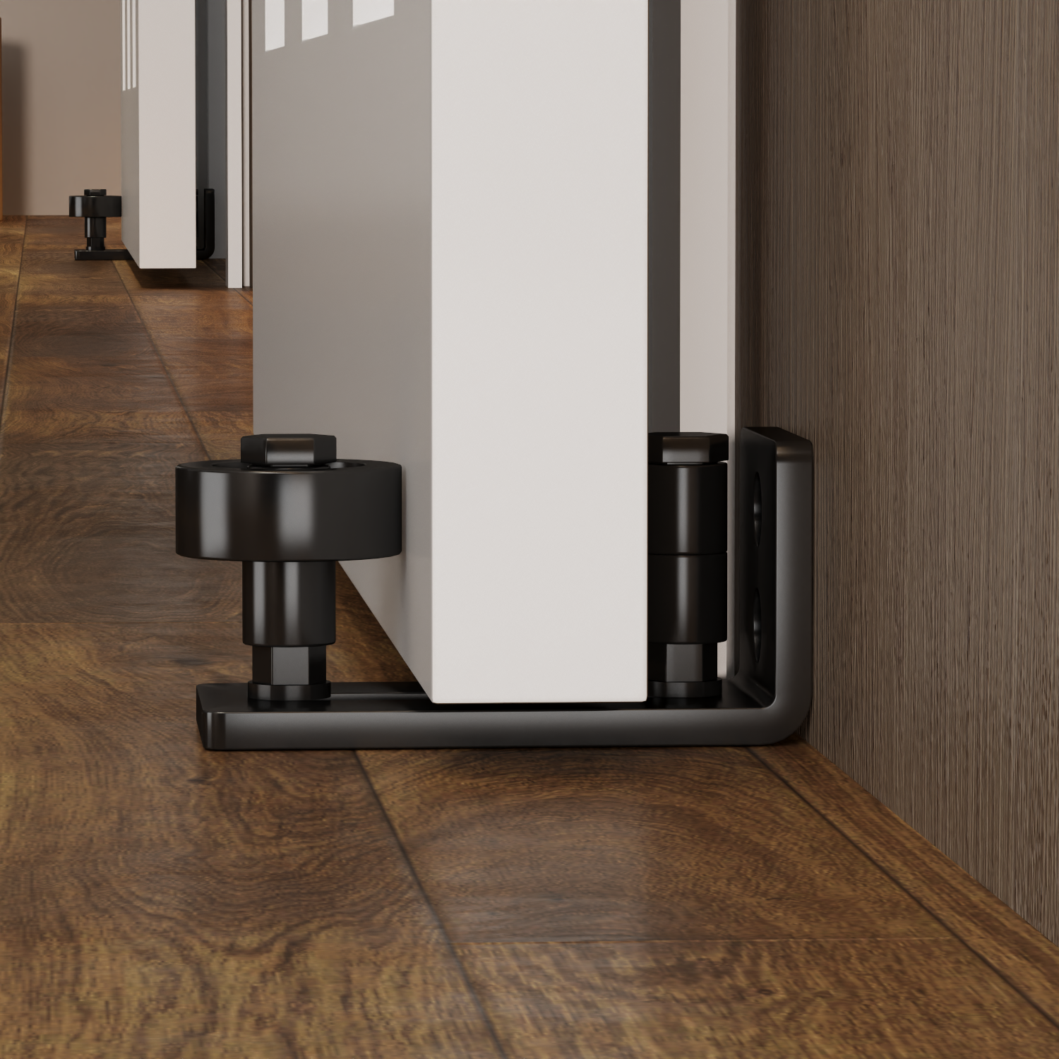 28" X 84" Five Grid Real Primed Door Slab 6.6Ft Barn Door Sliding Hardware Adjustable Floor Guider Pull Handle, Diy Unfinished Paneled Door, Modern Interior Barn Door, Moisture Proof White Mdf