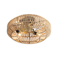 20 Inch Boho Caged With Enclosed Rattan 6 Speeds Remote Control Reversible Dc Motor For Living Room Rattan Abs