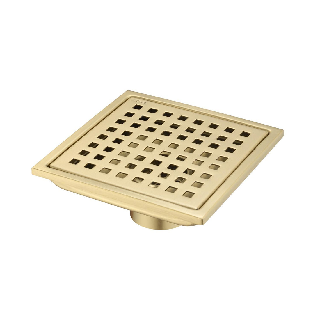 6 Inch Grid Shower Floor Drain - Brushed Gold