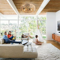 20 Inch Boho Caged With Enclosed Rattan 6 Speeds Remote Control Reversible Dc Motor For Living Room Rattan Abs