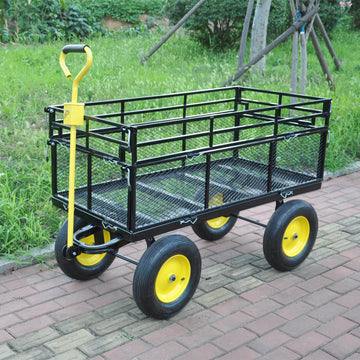 Big Wagon Cart Garden Cart Trucks Make It Easier To Transport Firewood Yellow Blackb Black Garden & Outdoor Iron