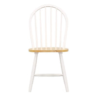 Natural Brown And White Spindle Back Side Chairs Set Of 4 Solid Natural White Dining Room Wipe Clean Farmhouse,Rustic Side Chair Rubberwood Slat Back Wood