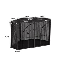 47.24"Spacious Dog Cage With Tempered Glass, For Corner Of Living Room, Hallway, Study And Other Spaces, Black Black Metal