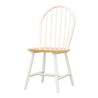 Natural Brown And White Spindle Back Side Chairs Set Of 4 Solid Natural White Dining Room Wipe Clean Farmhouse,Rustic Side Chair Rubberwood Slat Back Wood