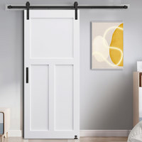 28" X 84" "T" Style Real Primed Door Slab 6.6Ft Barn Door Sliding Hardware Adjustable Floor Guider Pull Handle, Diy Unfinished Paneled Door, Modern Interior Barn Door, Moisture Proof White Mdf