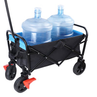 Mini Folding Wagon Garden Shopping Beach Cart Black Blue Brake Black Blue Metal