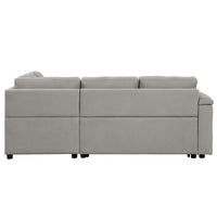 83" L Shape Sofa Bed Pull Out Sleeper Sofa With Wheels, Usb Ports, Power Sockets For Living Room, Grey Grey Foam Boucle 3 Seat