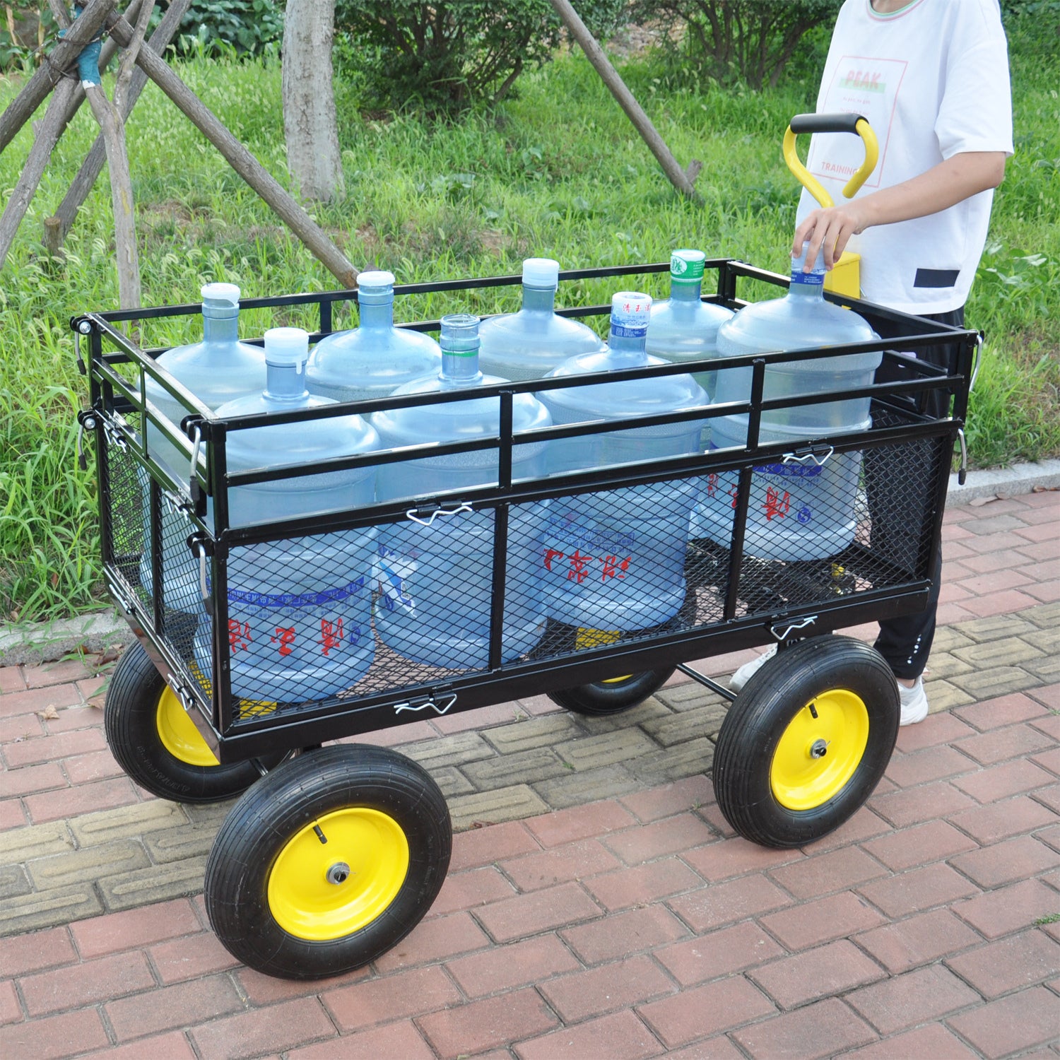 Big Wagon Cart Garden Cart Trucks Make It Easier To Transport Firewood Yellow Blackb Black Garden & Outdoor Iron