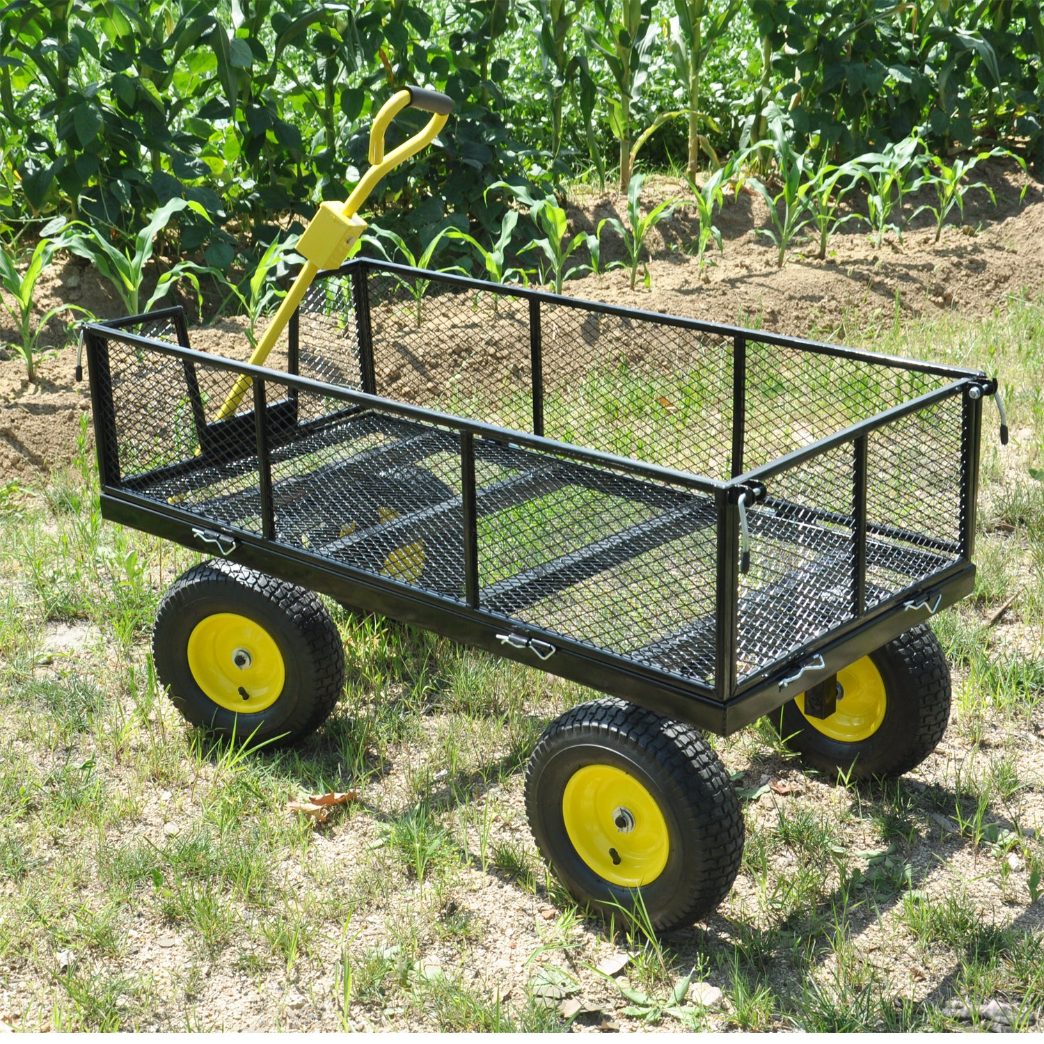 Big Wagon Cart Garden Cart Trucks Make It Easier To Transport Firewood Yellow Black Maximum Static Load Is 880 Lbs. Black Metal