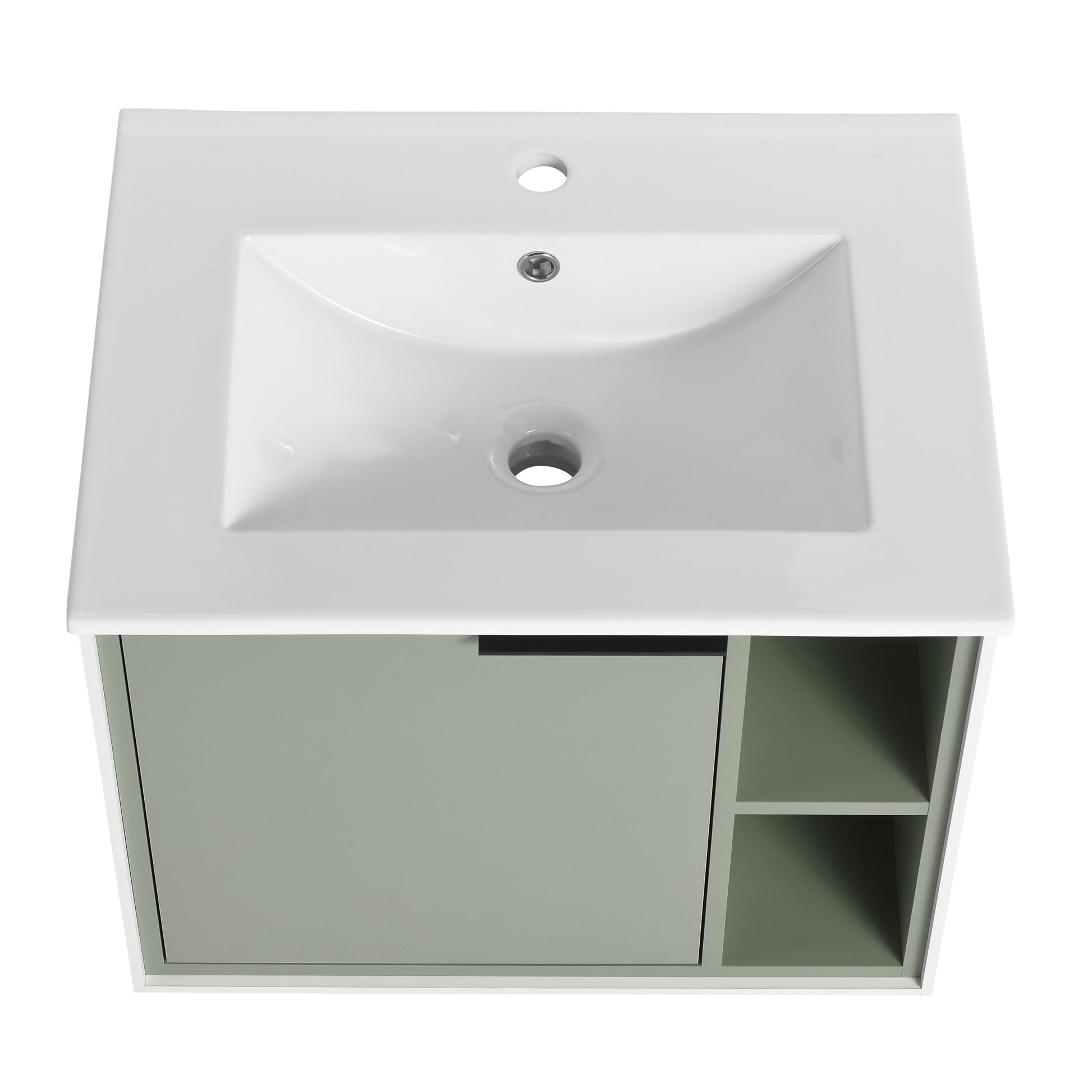 24'' Floating Wall Mounted Bathroom Vanity With Ceramics Sink & Soft Close Cabinet Door Green 1 2 Soft Close Doors Bathroom Wall Mounted Modern Plywood