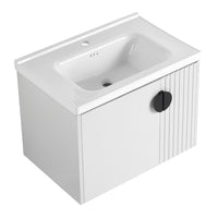 28 Inch Bathroom Vanity With Ceramic Sink, For Small Bathroom, Bathroom Vanity With Soft Close Door White 2 Bathroom Wall Mounted Modern Plywood