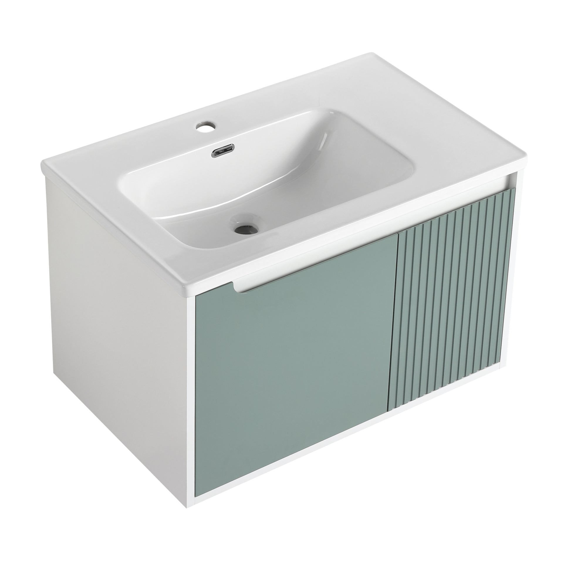 Floating Bathroom Vanity With Sink 32 Inch For Bathroom, Bathroom Vanity With Soft Close Door Mint Green Bathroom Wall Mounted Modern Plywood