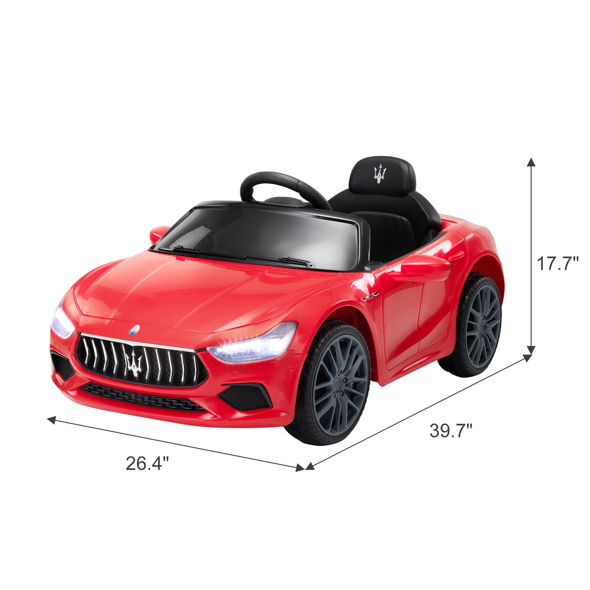 Maserati Ghibli Licensed 12V Kids Ride On Car With Remote Control, Music And Lights, Red Red Polypropylene