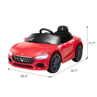 Maserati Ghibli Licensed 12V Kids Ride On Car With Remote Control, Music And Lights, Red Red Polypropylene
