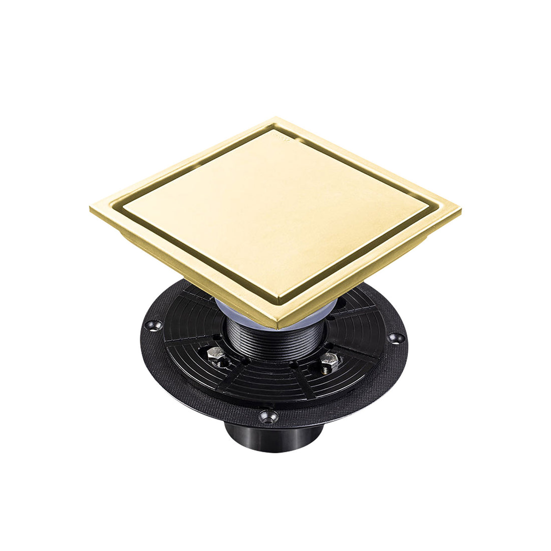 6 Inch Square Shower Floor Drain Brushed Gold Stainless Steel