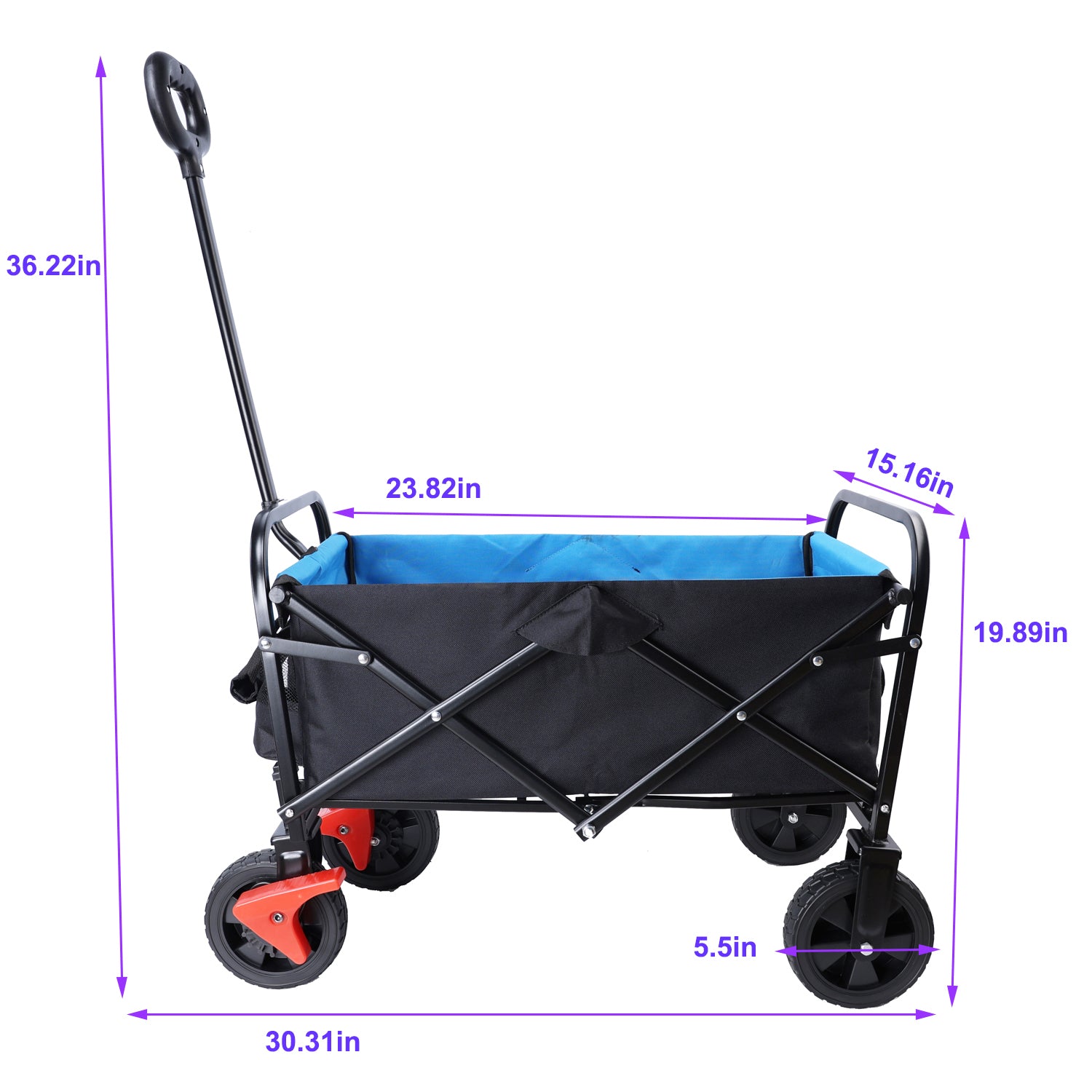 Mini Folding Wagon Garden Shopping Beach Cart Black Blue Brake Black Blue Metal