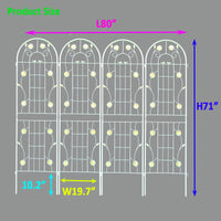 4 Pack Metal Garden Trellis 71" X 19.7" Rustproof Trellis For Climbing Plants Outdoor Flower Support Cream White Cream White Garden & Outdoor Iron