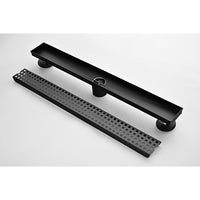 24 Inches Linear Shower Drain, Included Hair Strainer And Leveling Feet Matte Black Stainless Steel