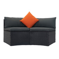 6 Piece Patio Wicker Outdoor Sectional Set 6 Seater Conversation Set With 2 Storage Box Under Seat Black Wicker Dark Grey Cushion 3 Pillow Yes Complete Patio Set Black Rust Resistant Frame Mildew Resistant Cushion Garden & Outdoor Modern Complete Patio