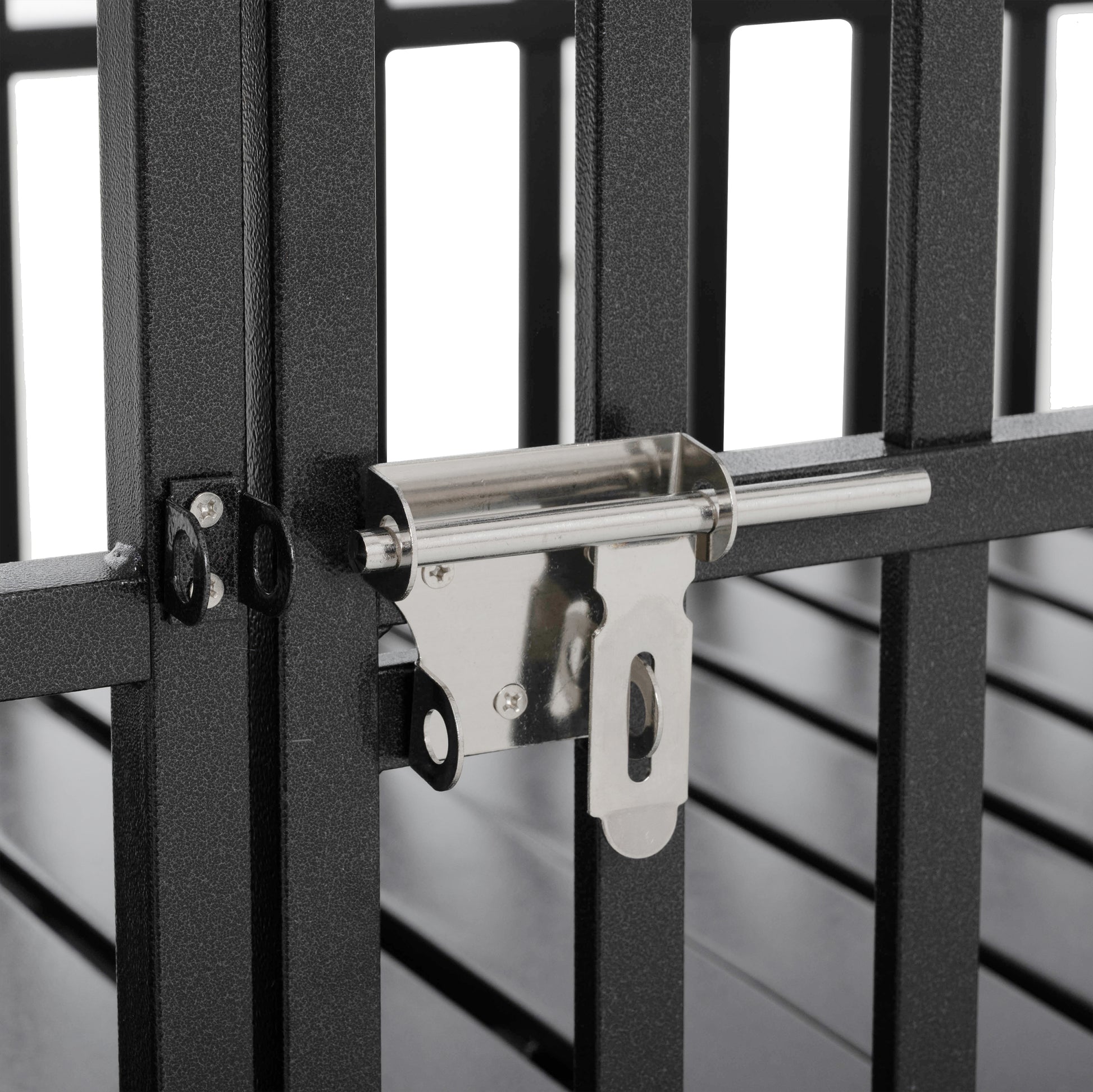 52" Heavy Duty Dog Crate Large Dog Cage Strong Metal Dog Kennels And Crates For Large Dogs With 4 Lockable Wheels Black Carbon Steel