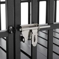 52" Heavy Duty Dog Crate Large Dog Cage Strong Metal Dog Kennels And Crates For Large Dogs With 4 Lockable Wheels Black Carbon Steel