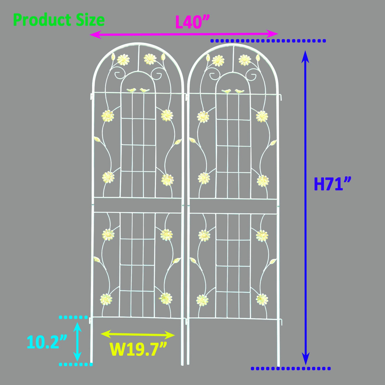 2 Pack Metal Garden Trellis 71" X 19.7" Rustproof Trellis For Climbing Plants Outdoor Flower Support Cream White Cream White Garden & Outdoor Iron