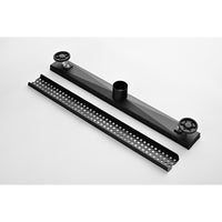 24 Inches Linear Shower Drain, Included Hair Strainer And Leveling Feet Matte Black Stainless Steel