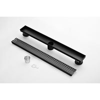 24 Inches Linear Shower Drain, Included Hair Strainer And Leveling Feet Matte Black Stainless Steel