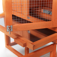 Large Wooden Rabbit Hutch Indoor And Outdoor Bunny Cage With A Removable Tray And A Waterproof Roof, Orange Red Orange Wood