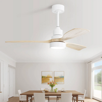 48 Inch Solid Wood Ceiling Fan With Dimmable Light 6 Speed Reversible Dc Motor White Metal & Wood