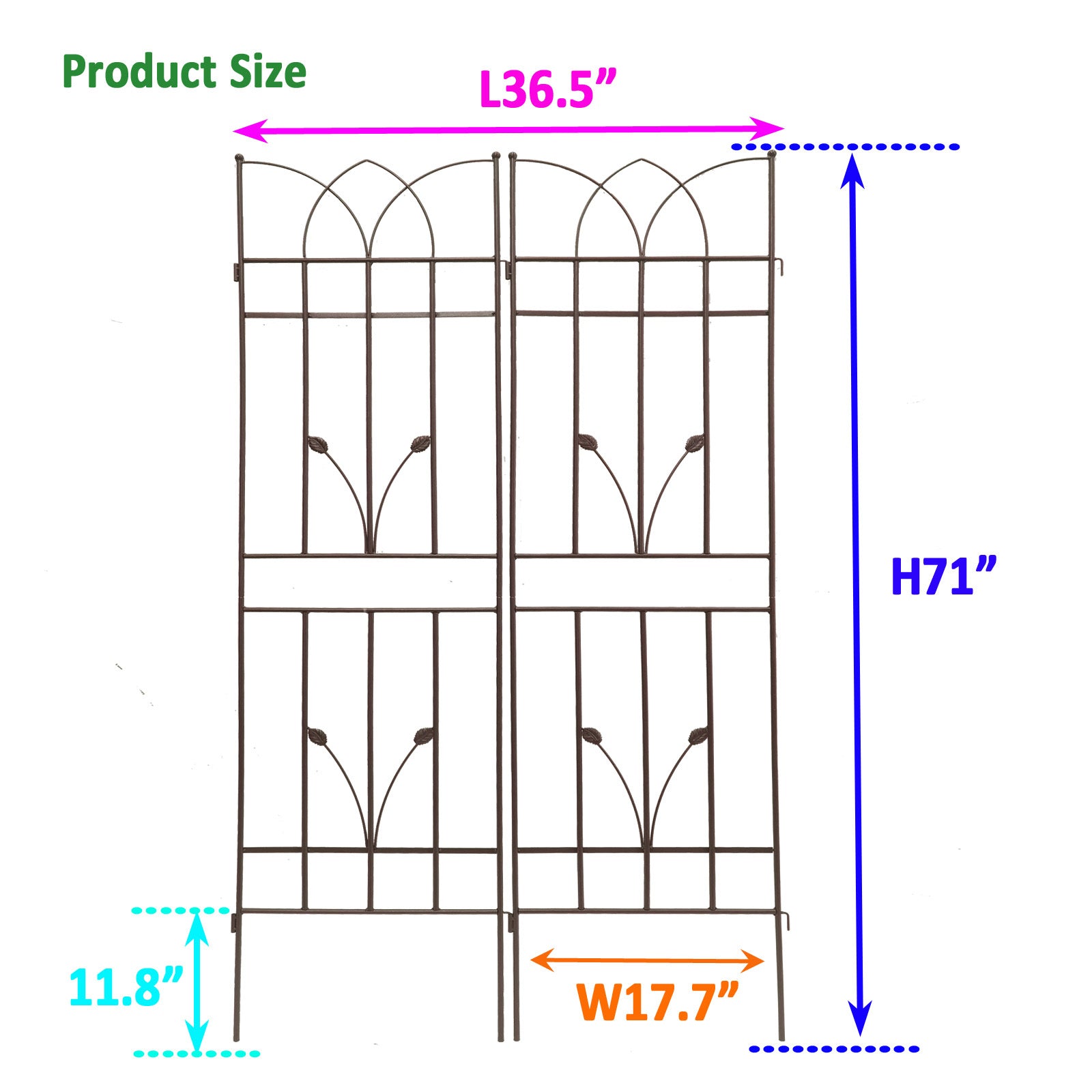 2 Pack Metal Garden Trellis 71" X 17.7" Rustproof Trellis For Climbing Plants Outdoor Flower Support Brown Brown Iron