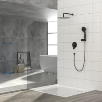 10" Rain Shower Head Systems, Dual Shower Heads, Matte matte black-stainless steel