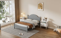 Traditional Concise Style Gray Solid Wood Platform Bed, No Need Box Spring, Queen Queen Gray Wood