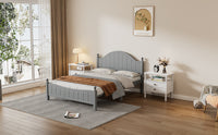 Traditional Concise Style Gray Solid Wood Platform Bed, No Need Box Spring, Queen Queen Gray Wood