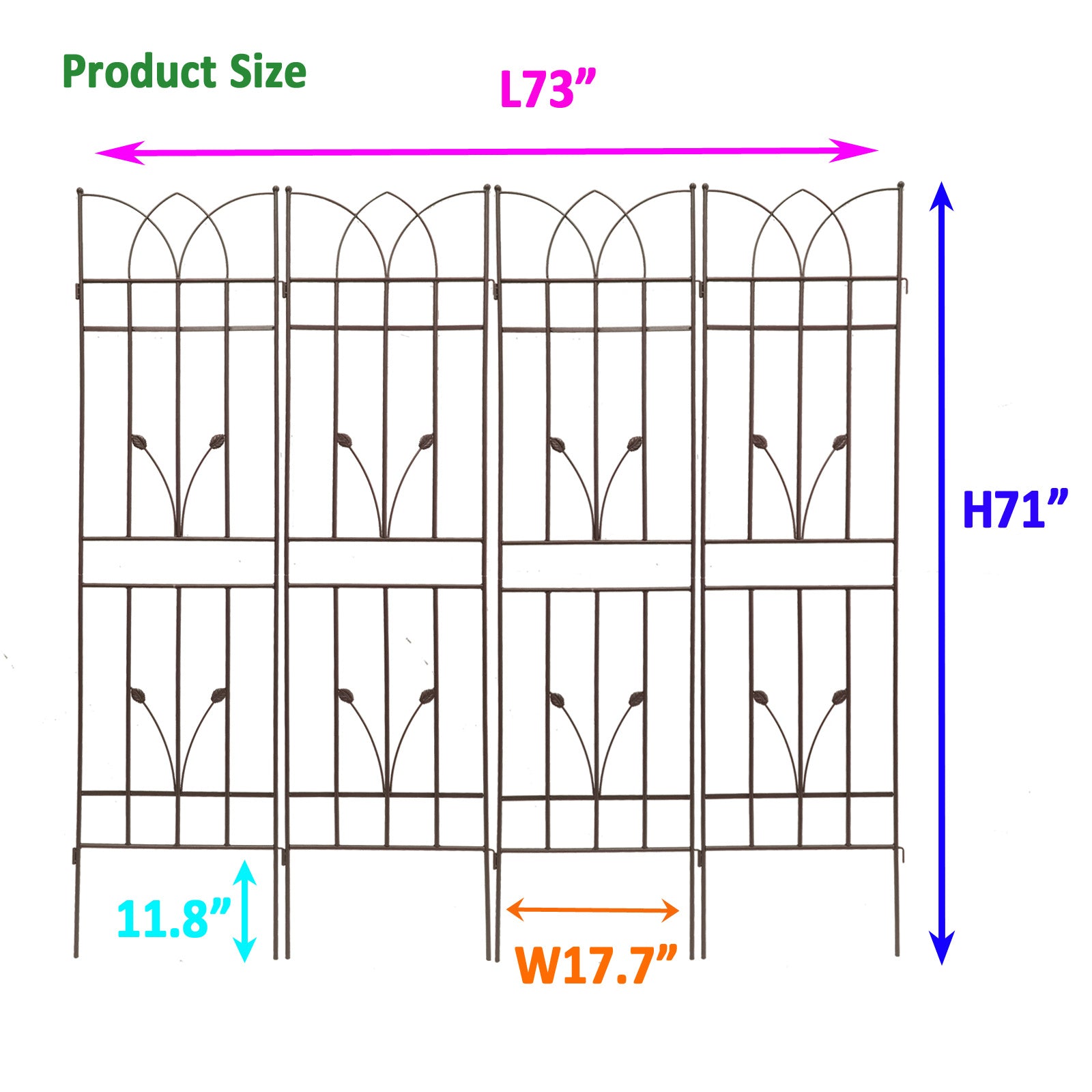 4 Pack Metal Garden Trellis 71" X 17.7" Rustproof Trellis For Climbing Plants Outdoor Flower Support Brown Brown Iron