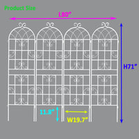 4 Pack Metal Garden Trellis 71" X 19.7" Rustproof Trellis For Climbing Plants Outdoor Flower Support Cream White Cream White Iron