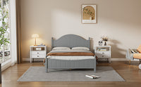 Traditional Concise Style Gray Solid Wood Platform Bed, No Need Box Spring, Queen Queen Gray Wood