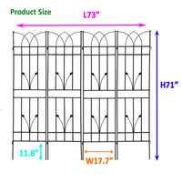 4 Pack Metal Garden Trellis 71" X 17.7" Rustproof Trellis For Climbing Plants Outdoor Flower Support Black Black Iron