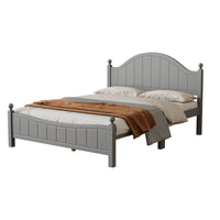 Traditional Concise Style Gray Solid Wood Platform Bed, No Need Box Spring, Queen Queen Gray Wood