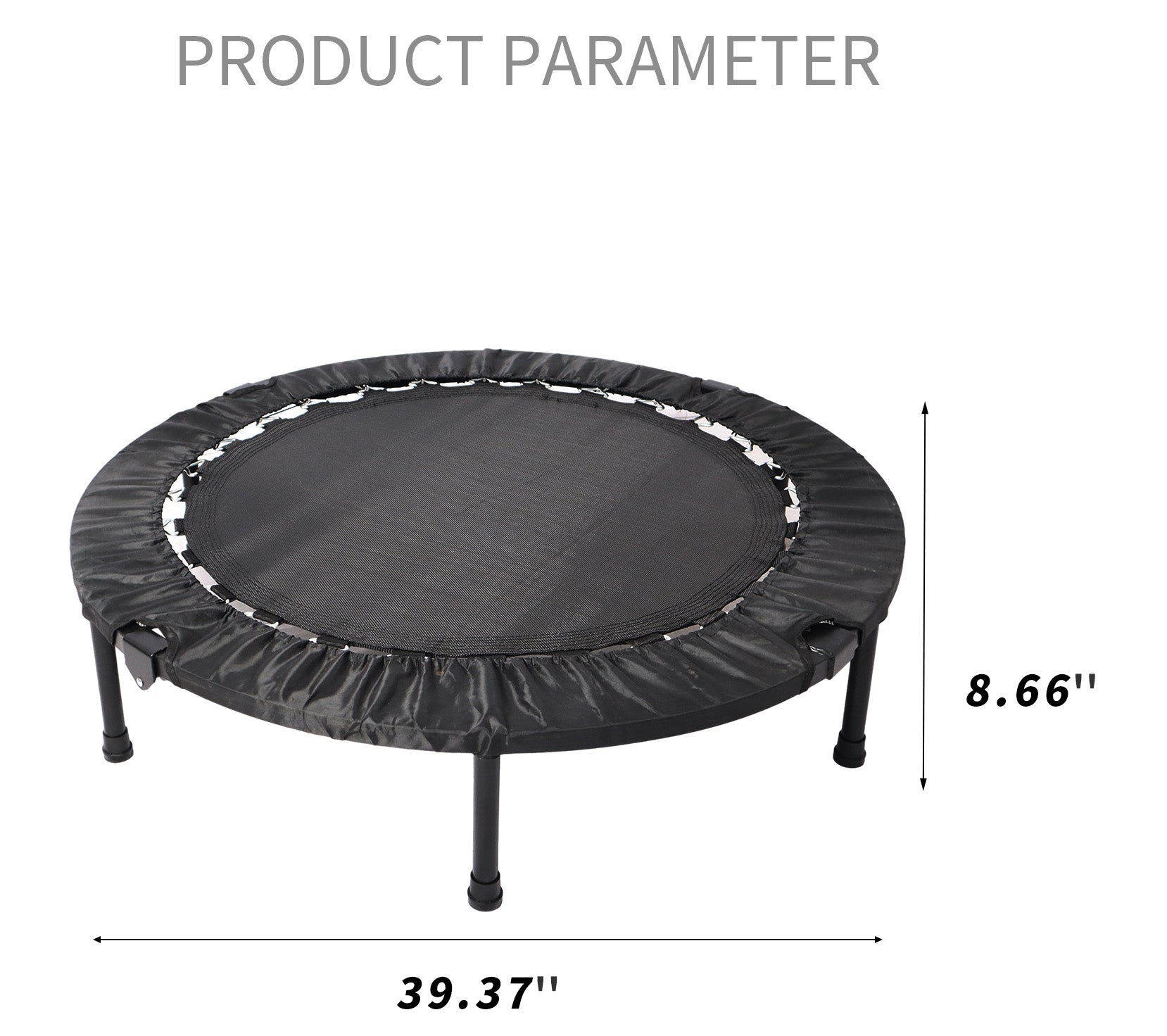 40 Inch Mini Exercise Trampoline For Adults Or Kids Black Steel